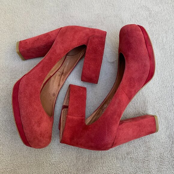 Jeffrey Campbell Vintage Aurora Suede Heels Sz 7.5 - Picture 9 of 16